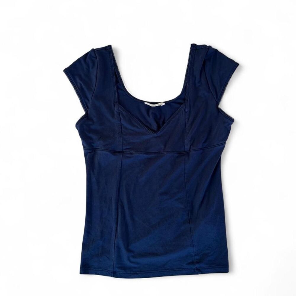 Zara whimsygoth navy Cobalt Blue Picot Trim baby Top